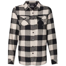 Burnside Women's Ecru/Black Buffalo Yarn-Dyed Long Sleeve Flannel Shirt