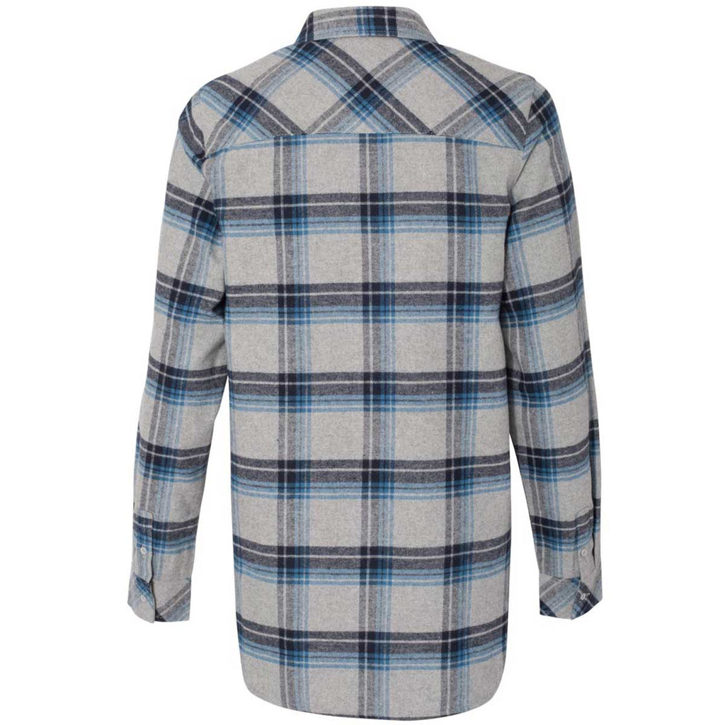 Burnside Women's Grey/Blue Yarn-Dyed Long Sleeve Flannel Shirt