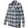 Burnside Women's Grey/Blue Yarn-Dyed Long Sleeve Flannel Shirt