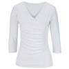 Edwards Women's White 3/4 Sleeve Crossover Knit Top