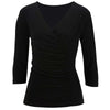 Edwards Women's Black 3/4 Sleeve Crossover Knit Top