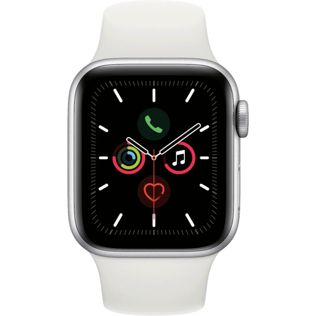 Apple Watch Series 5 (GPS) 40mm Silver Aluminum Case with White Sport Band - Silver Aluminum
