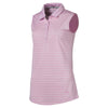 Puma Golf Women's Pale Pink Rotation Stripe Sleeveless Golf Polo