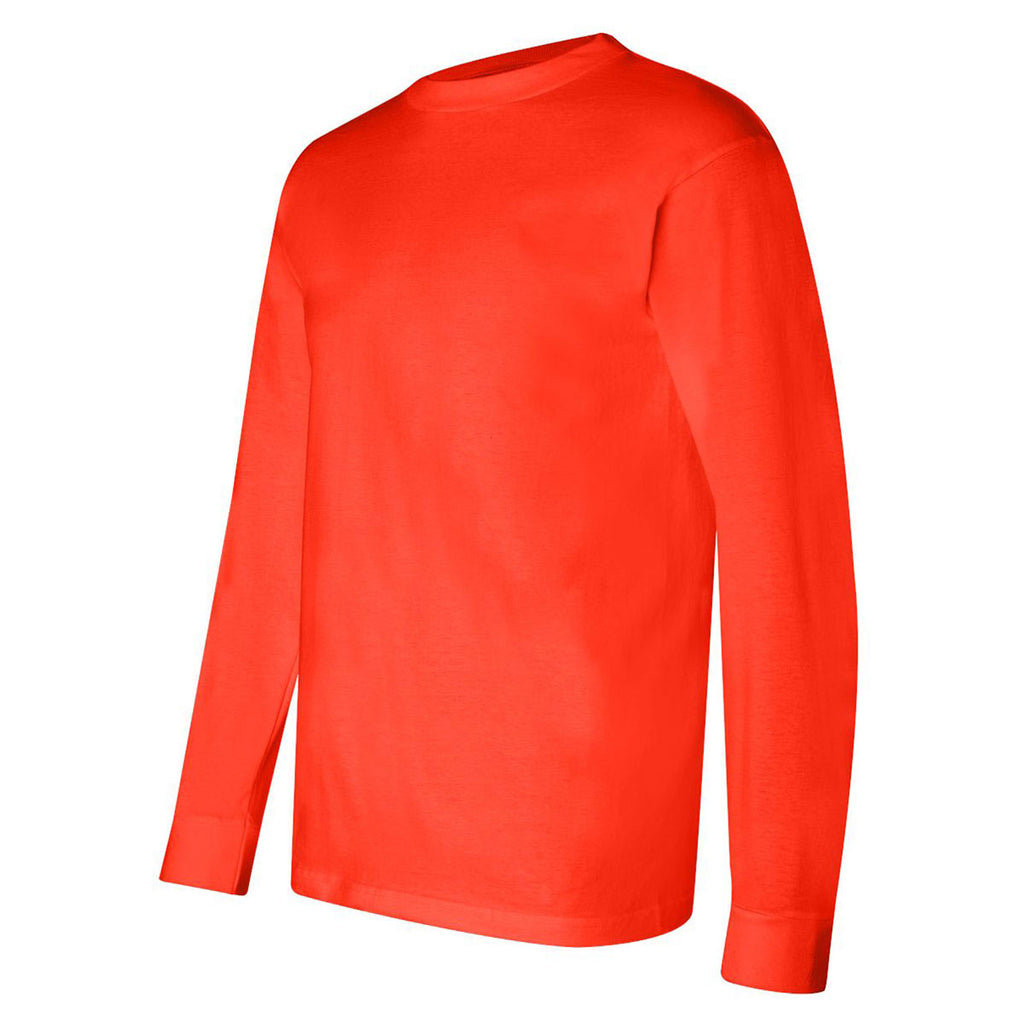 Bayside Men's Bright Orange USA-Made Long Sleeve T-Shirt