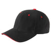 Yupoong Black/Red Brushed Cotton Twill 6-Panel Mid-Profile Sandwich Cap