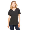 Bella + Canvas Women's Charcoal-Black Triblend Relaxed Jersey Short-Sleeve V-Neck T-Shirt