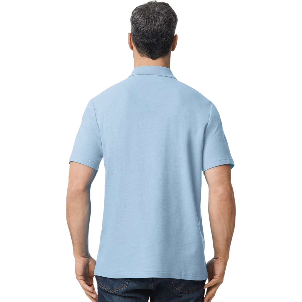 Gildan Men's Light Blue Softstyle Adult Pique Polo