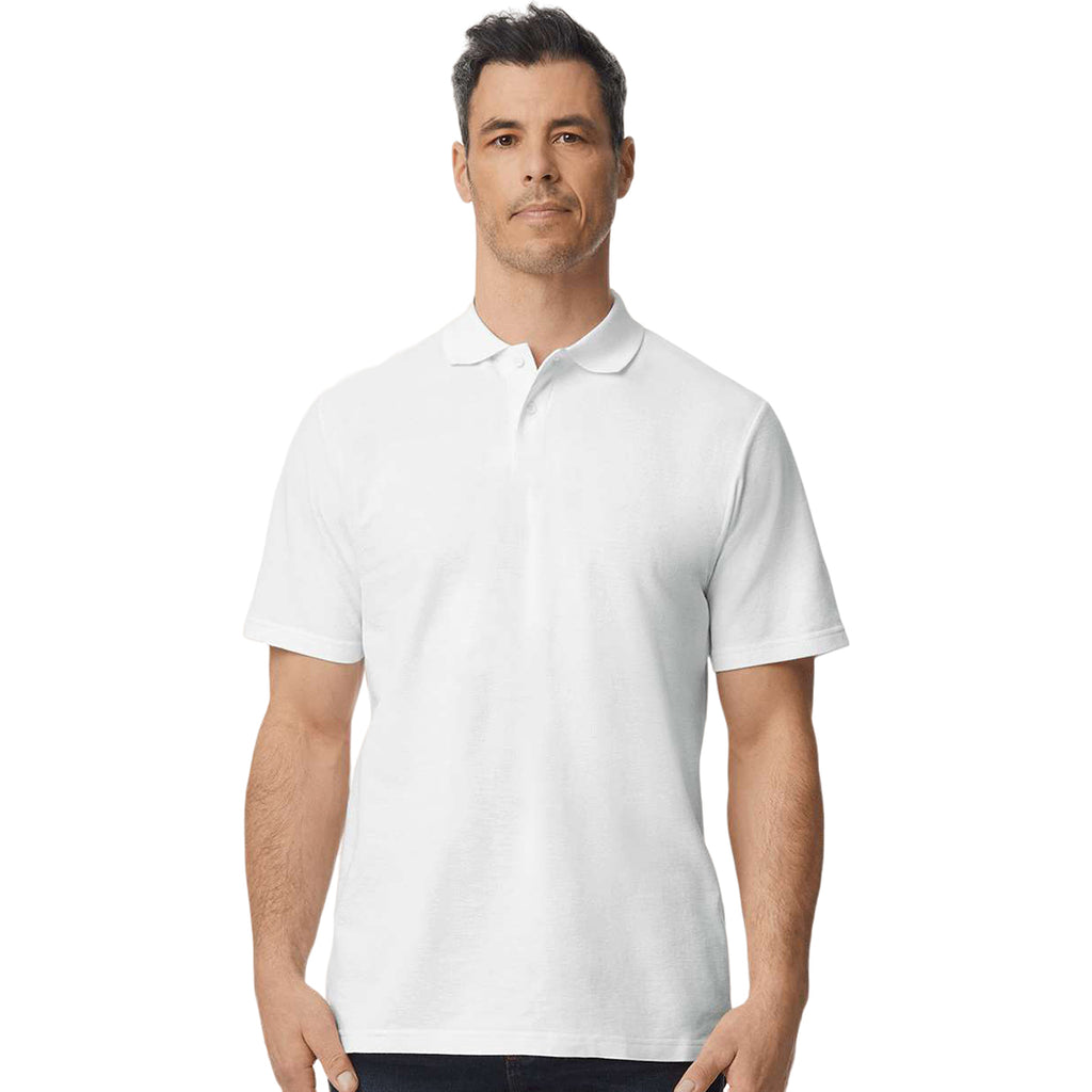 Gildan Men's White Softstyle Adult Pique Polo