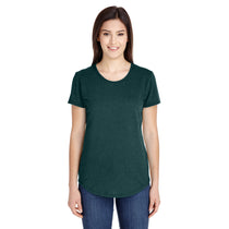Anvil Women's Heather Dark Green Triblend Scoop Neck T-Shirt
