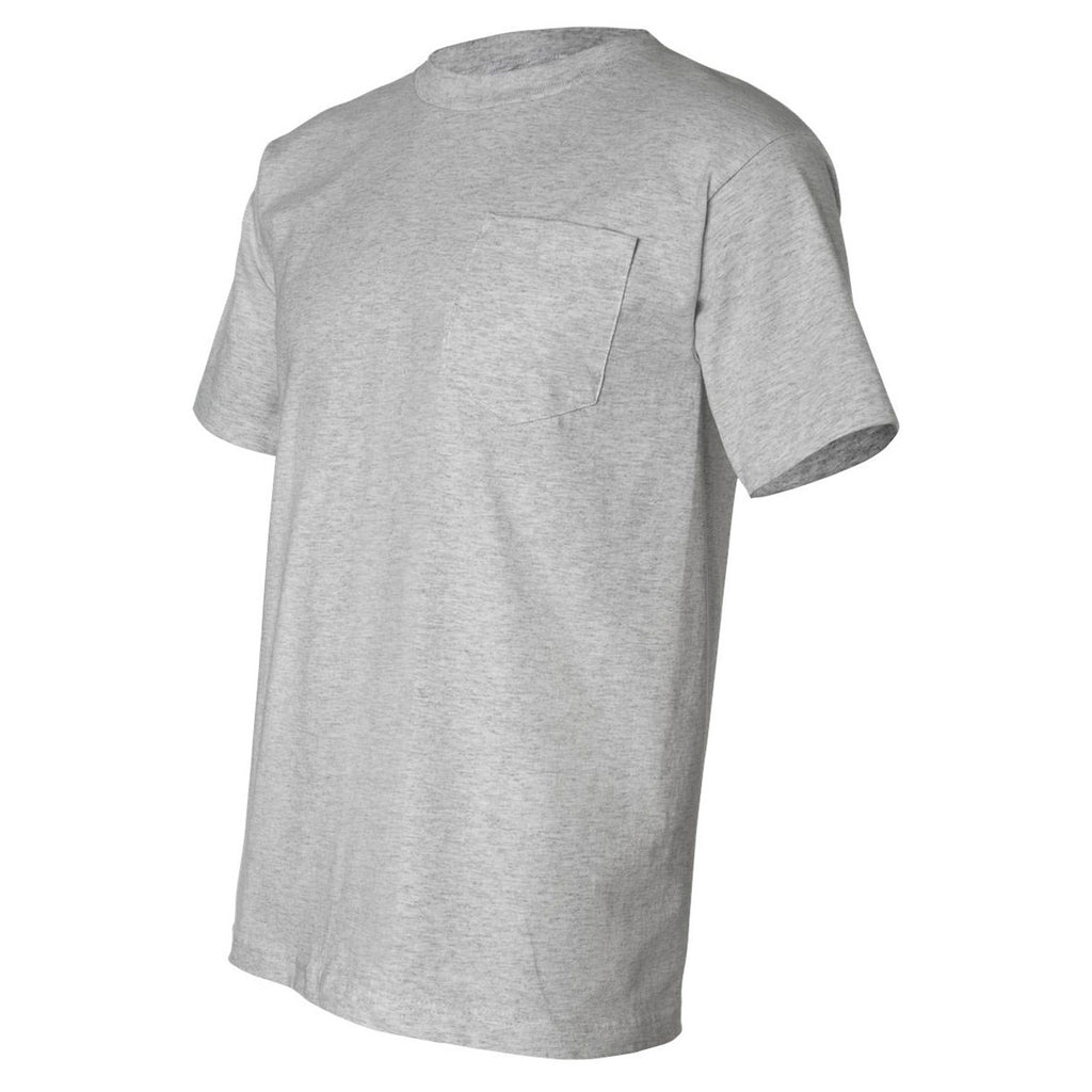 Bayside Men's Dark Ash USA-Made Short Sleeve T-Shirt with Pocket