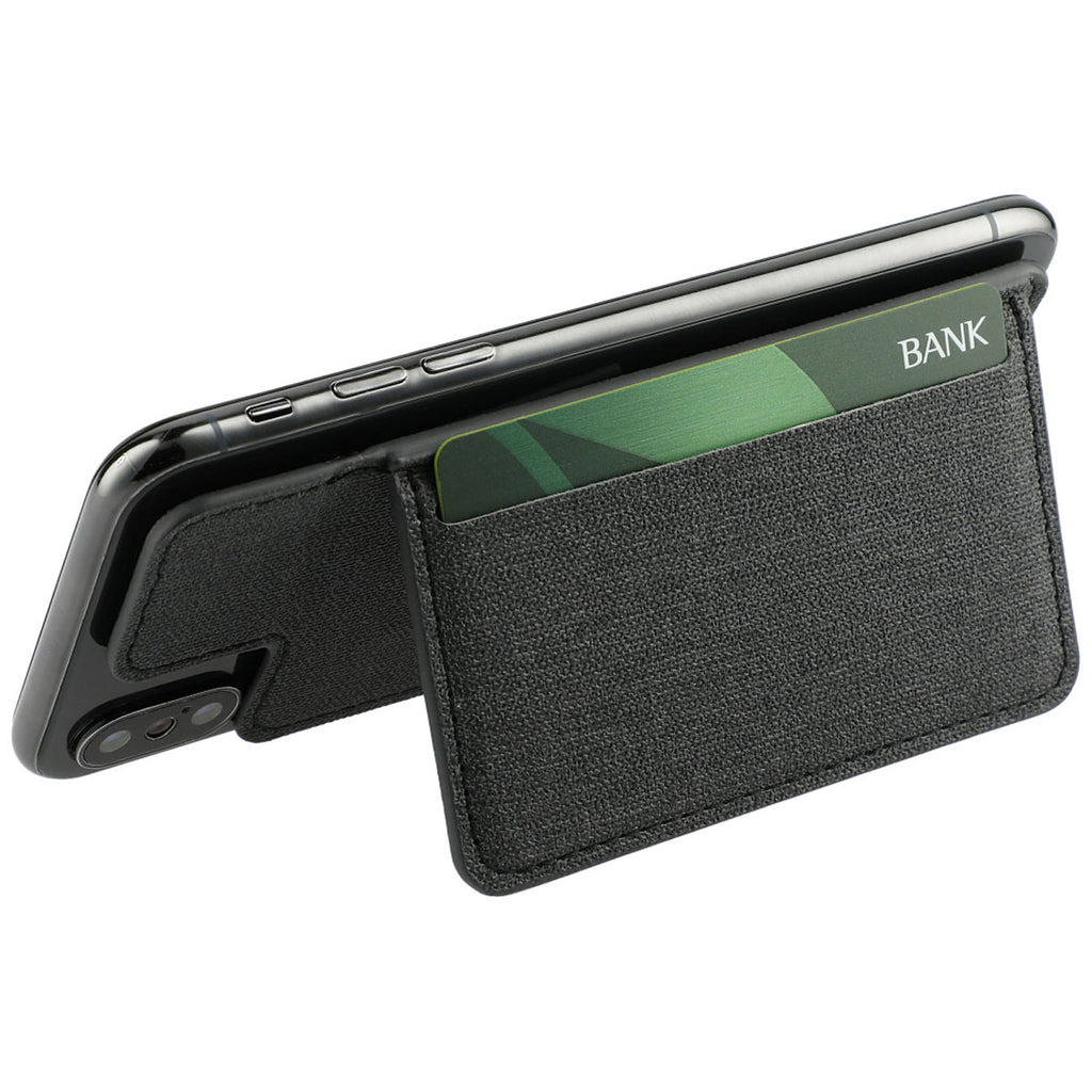 Leed's Black Heathered RFID Phone Wallet and Stand