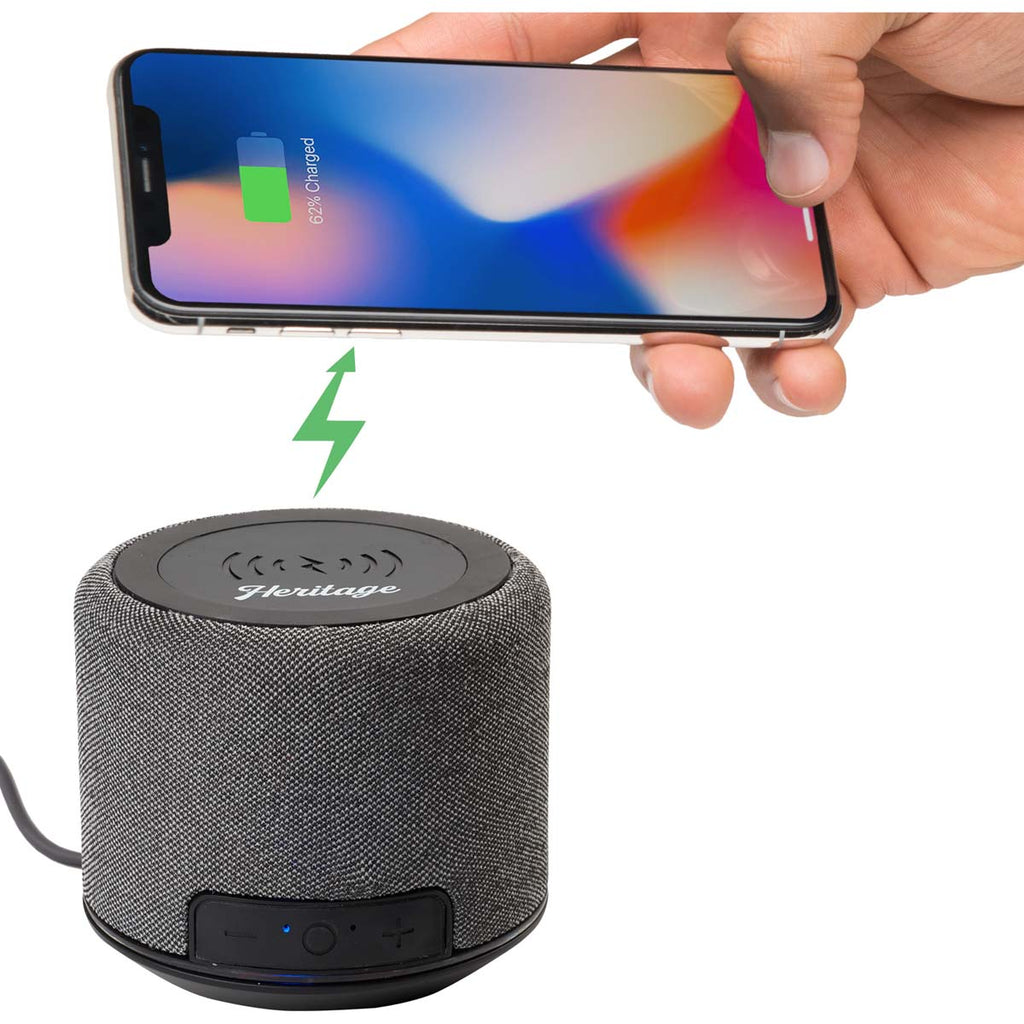 Leed's Grey Forward Fabric Speaker with Wireless Charger