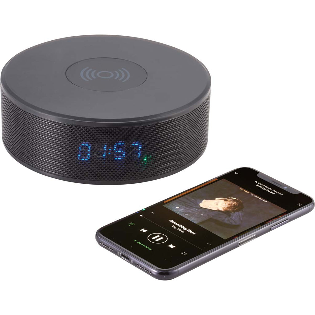 Leed's Black Bluetooth Speaker Clock with Wireless Charging