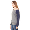 Bella + Canvas Women's Deep Heather/Navy Wide Neck Sweatshirt