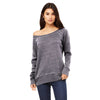 Bella + Canvas Women's Grey Acid Fleece Wide Neck Sweatshirt