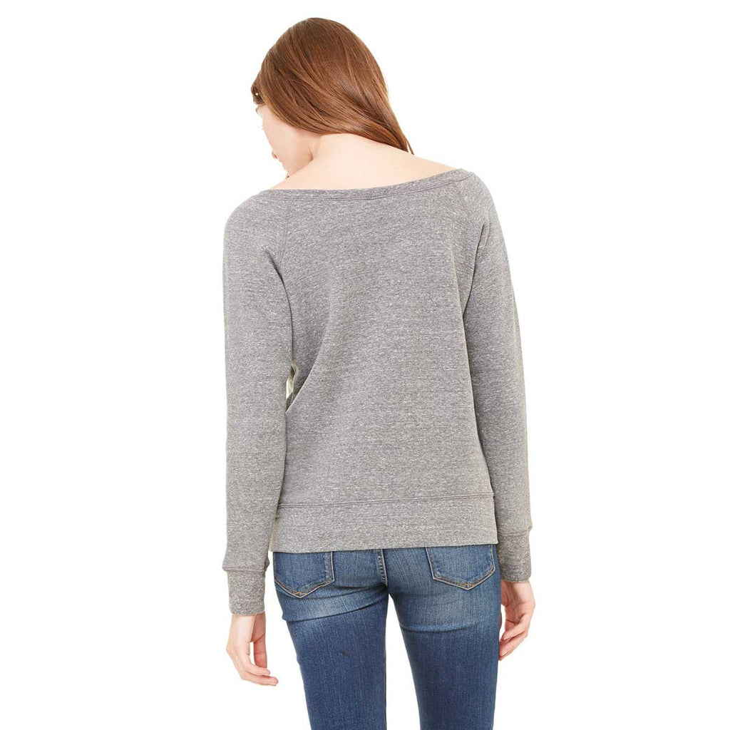 Bella + Canvas Women's Grey Triblend Wide Neck Sweatshirt