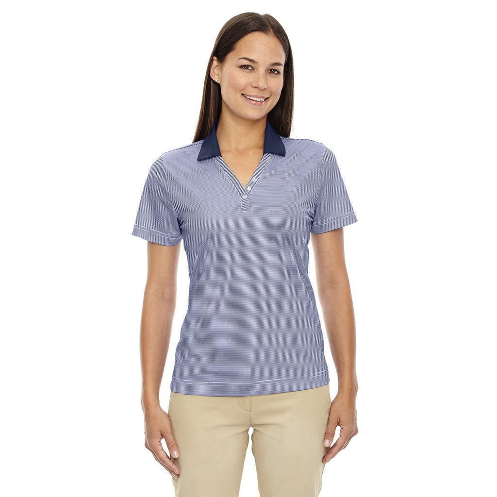 Extreme Women's Classic Navy Eperformance Launch Snag Protection Striped Polo
