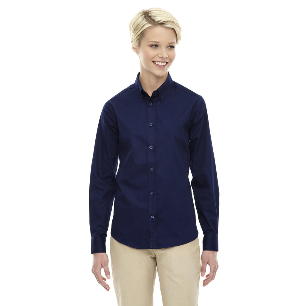 Core 365 Women's Classic Navy Operate Long-Sleeve Twill Shirt