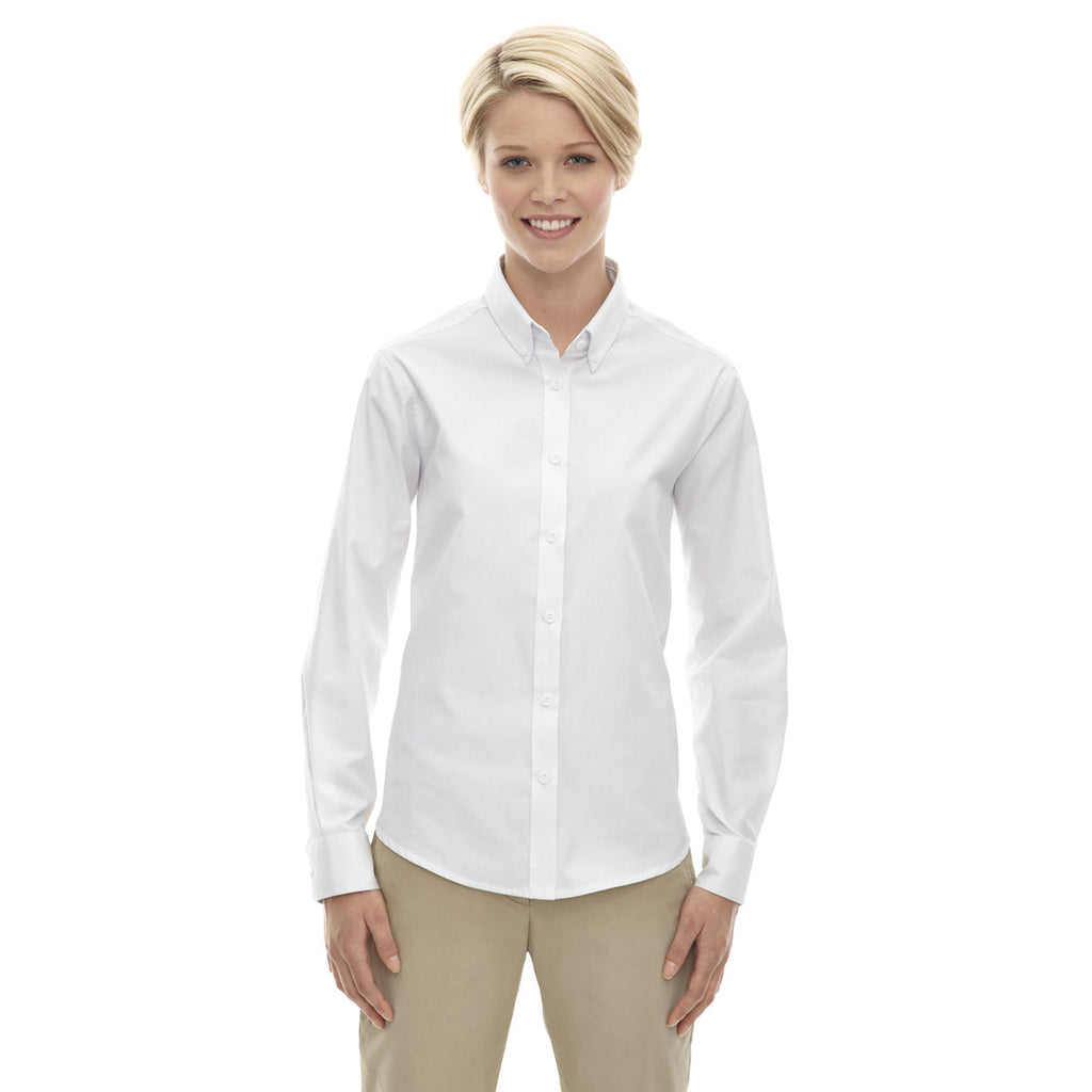 Core 365 Women's White Operate Long-Sleeve Twill Shirt