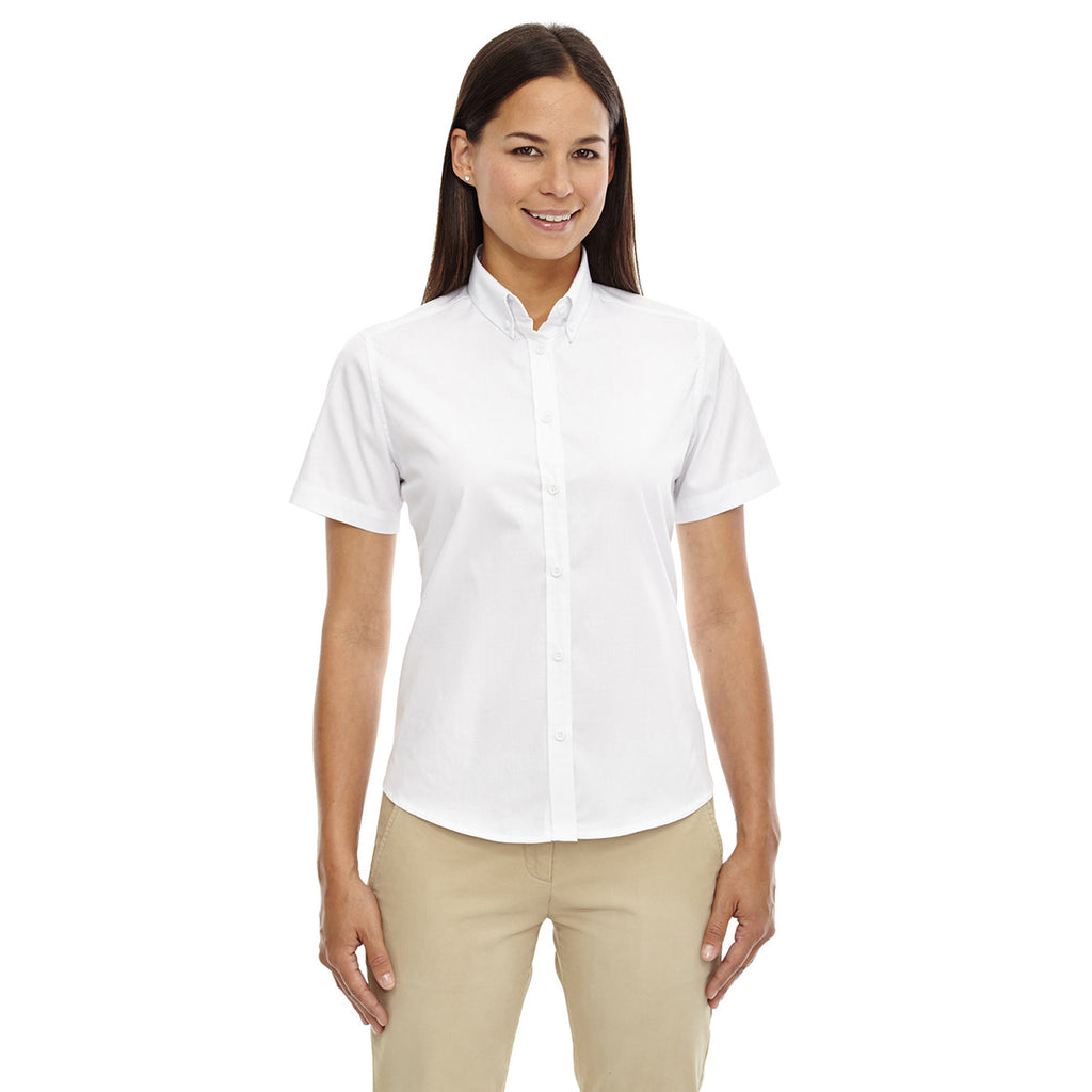 Core 365 Women's White Optimum Short-Sleeve Twill Shirt