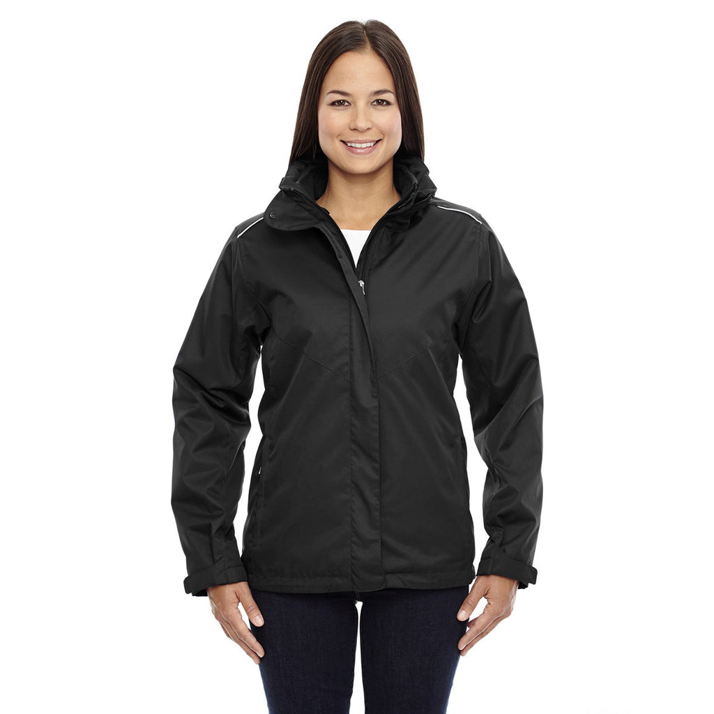 Core 365 Women's Black Region 3-in-1 Jacket with Fleece Liner