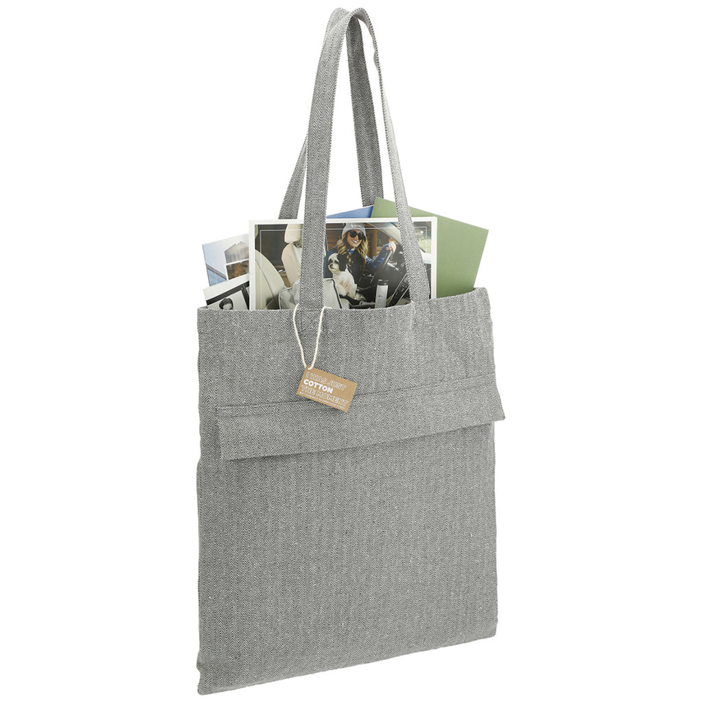 Leeds Dark Grey Recycled Cotton Herringbone Tote with Zip Pocket