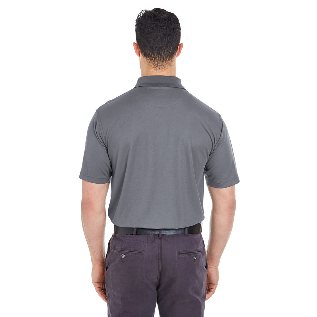 UltraClub Men's Charcoal Cool & Dry Mesh Pique Polo