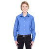 UltraClub Women's French Blue Long-Sleeve Performance Pinpoint