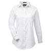 UltraClub Women's White Long-Sleeve Performance Pinpoint