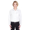 UltraClub Women's White Long-Sleeve Performance Pinpoint
