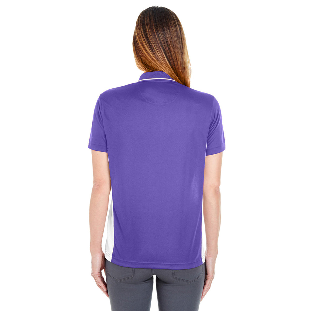 UltraClub Women's Purple/White Cool & Dry Sport Two-Tone Polo