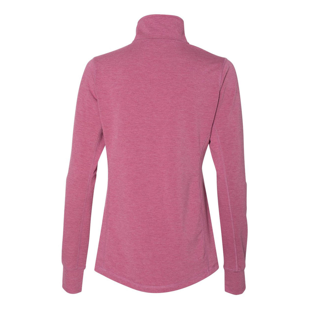 J. America Women's Fuchsia Heather Omega Stretch Terry Quarter-Zip Pullover