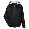 UltraClub Men's Black/Heather Grey Rugged Wear Thermal-Lined Full-Zip Hooded Fleece