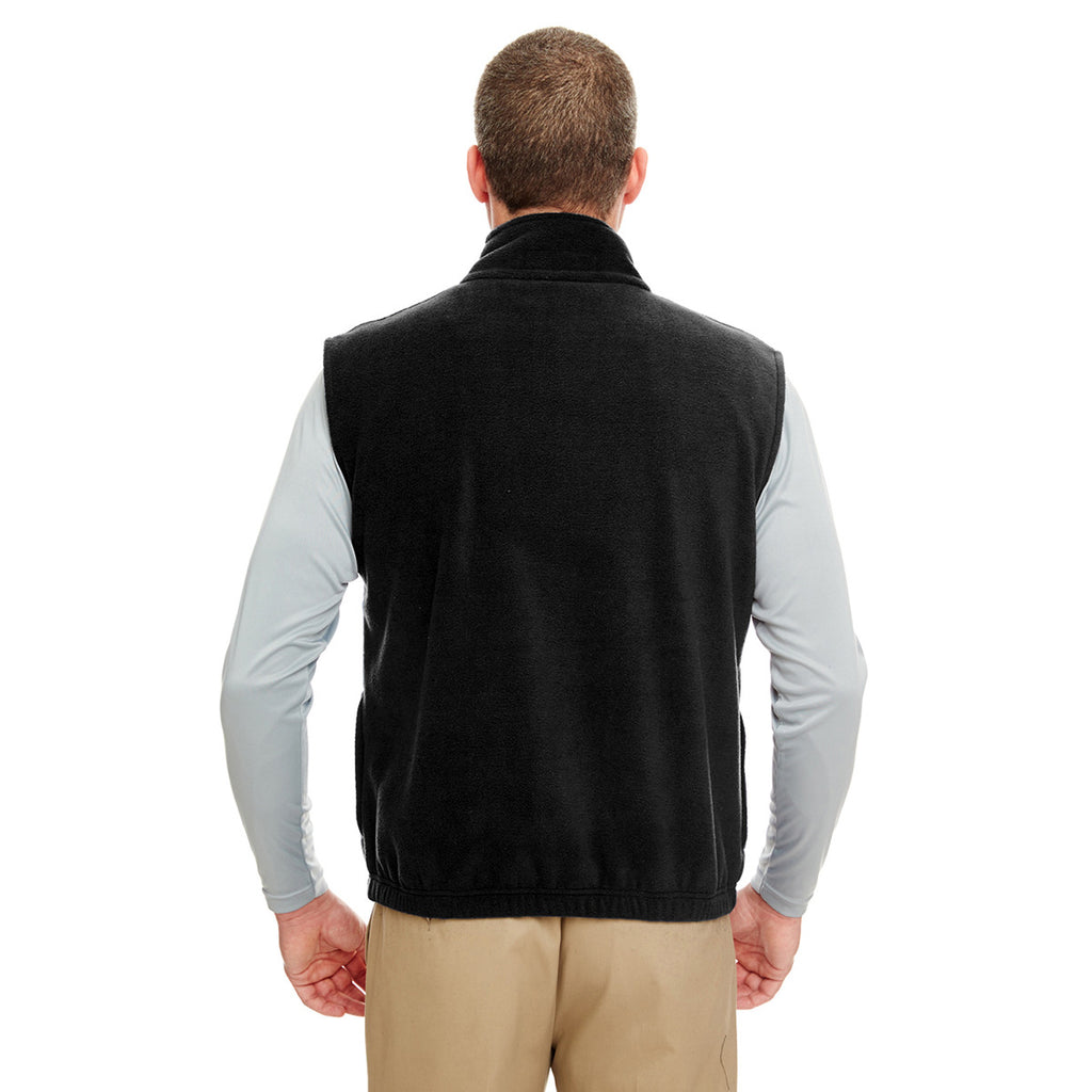 UltraClub Men's Black Iceberg Fleece Full-Zip Vest