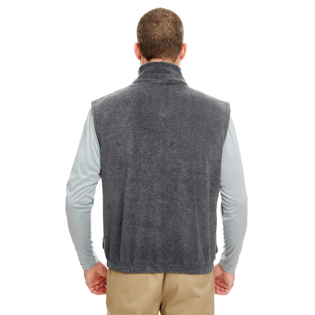 UltraClub Men's Charcoal Iceberg Fleece Full-Zip Vest