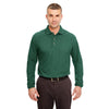 UltraClub Men's Forest Green Long-Sleeve Classic Pique Polo