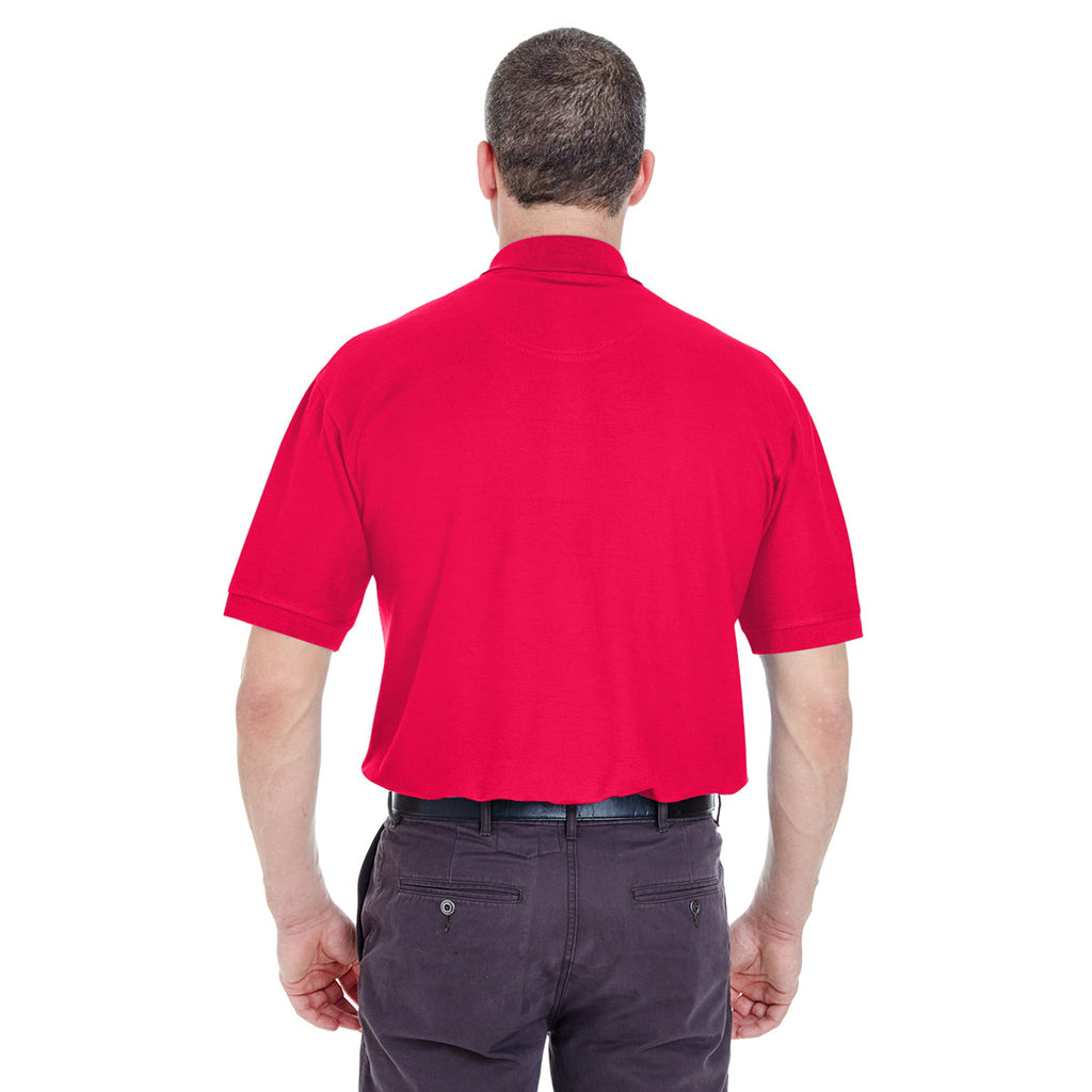 UltraClub Men's Red Tall Whisper Pique Polo