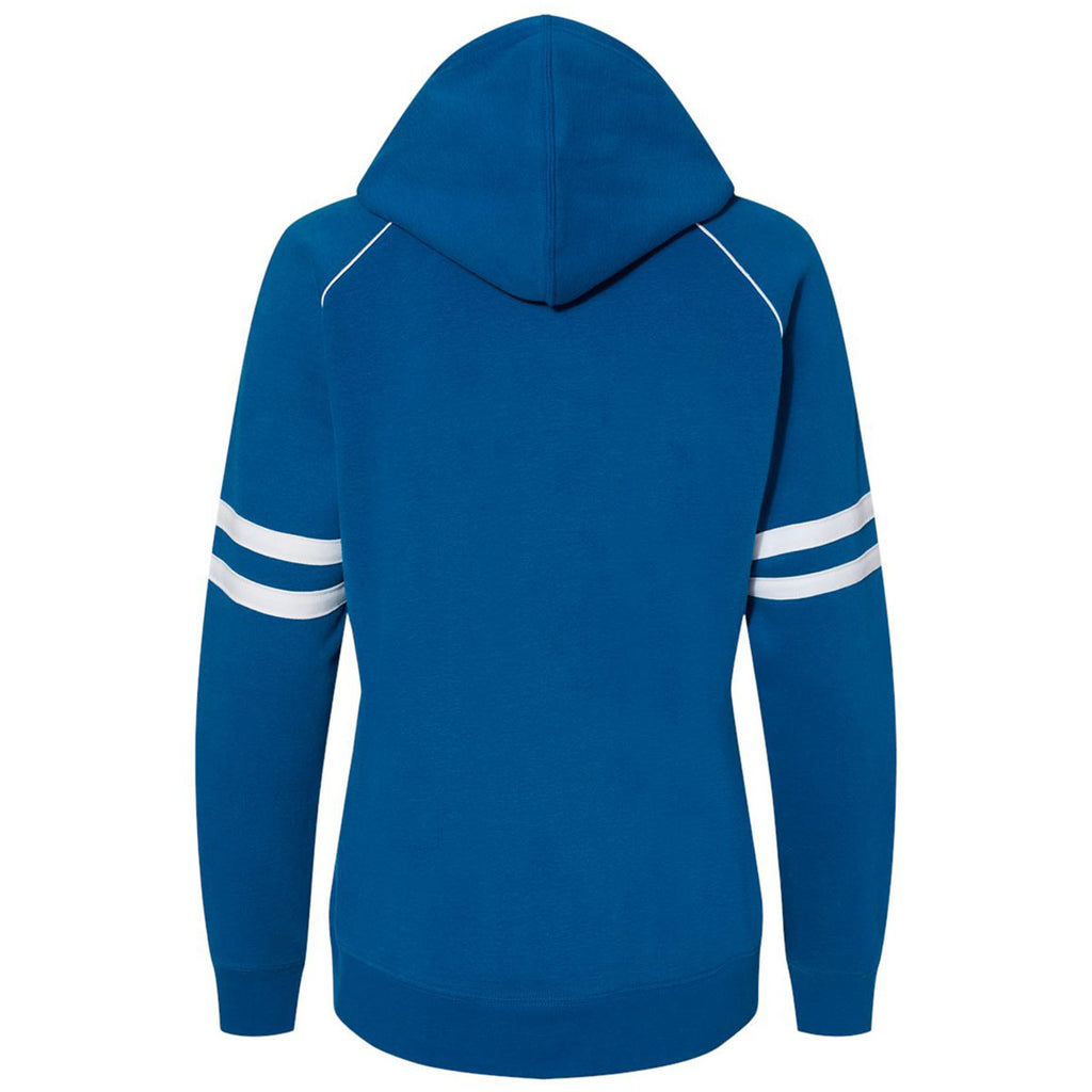 J. America Women's Royal Varsity Fleece Piped Hooded Sweatshirt