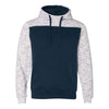 J. America Men's Navy/White Melange Fleece Colorblocked Hooded Pullover