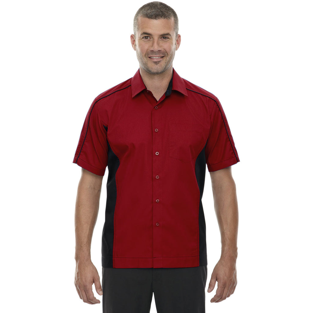 North End Men's Classic Red Tall Fuse Colorblock Twill Shirt