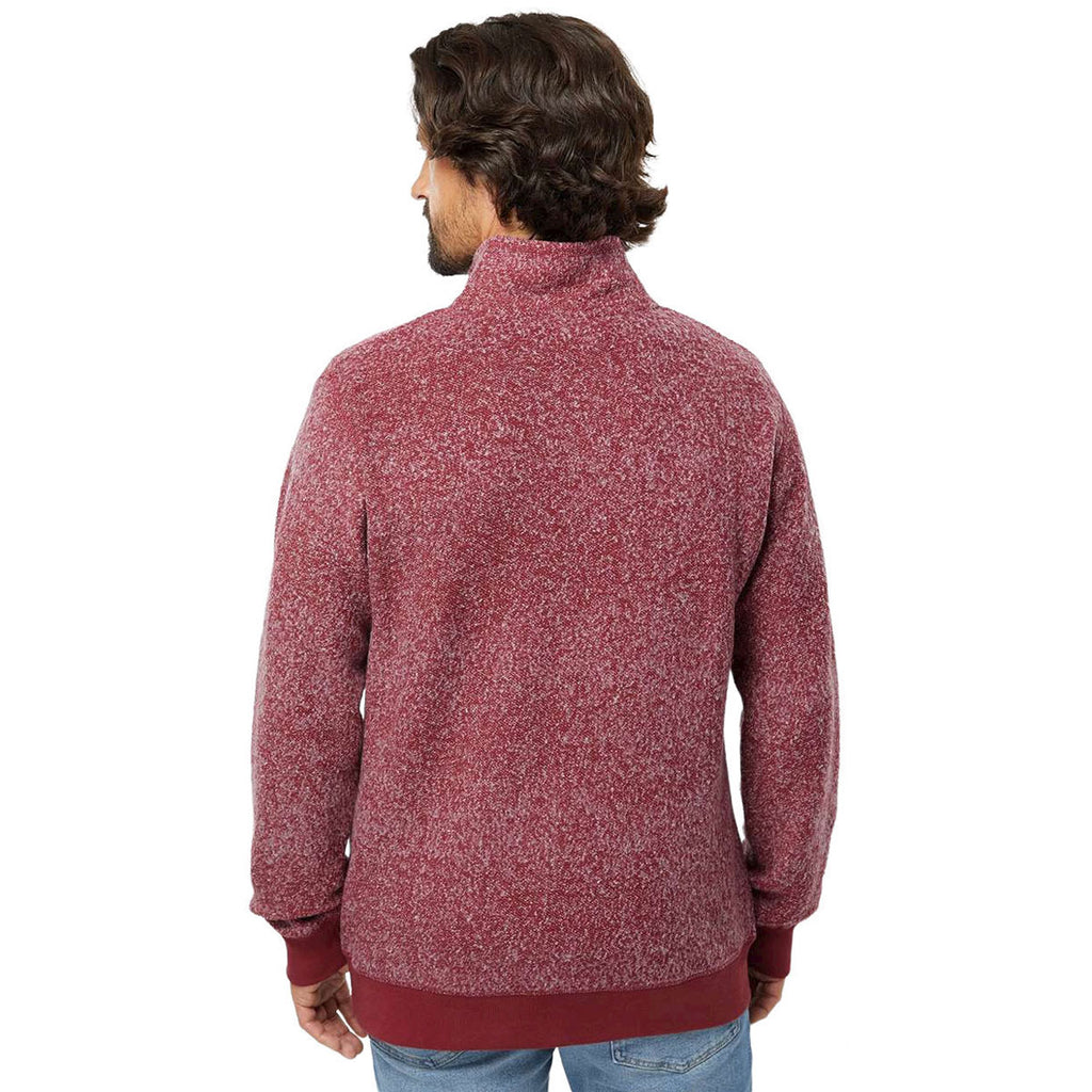 J. America Men's Burgundy Speck Aspen Fleece Quarter Zip