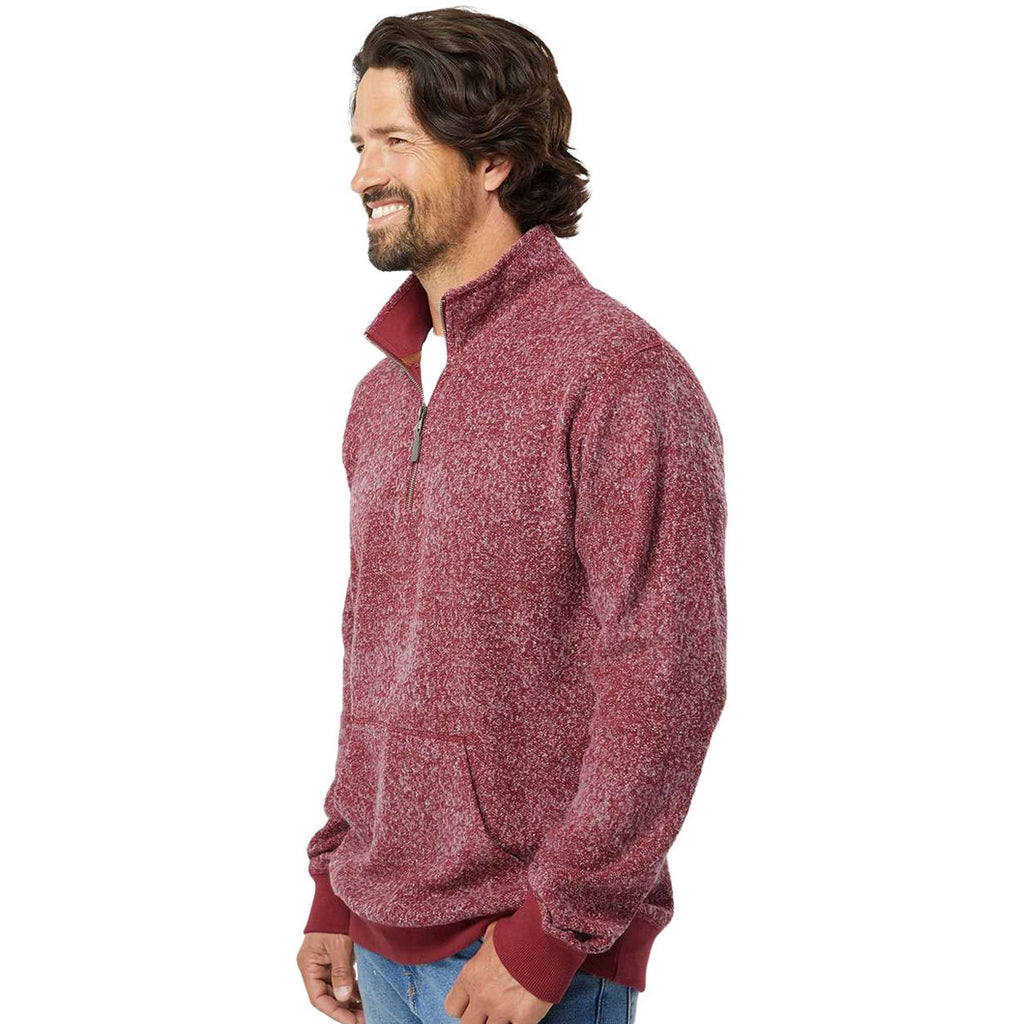 J. America Men's Burgundy Speck Aspen Fleece Quarter Zip