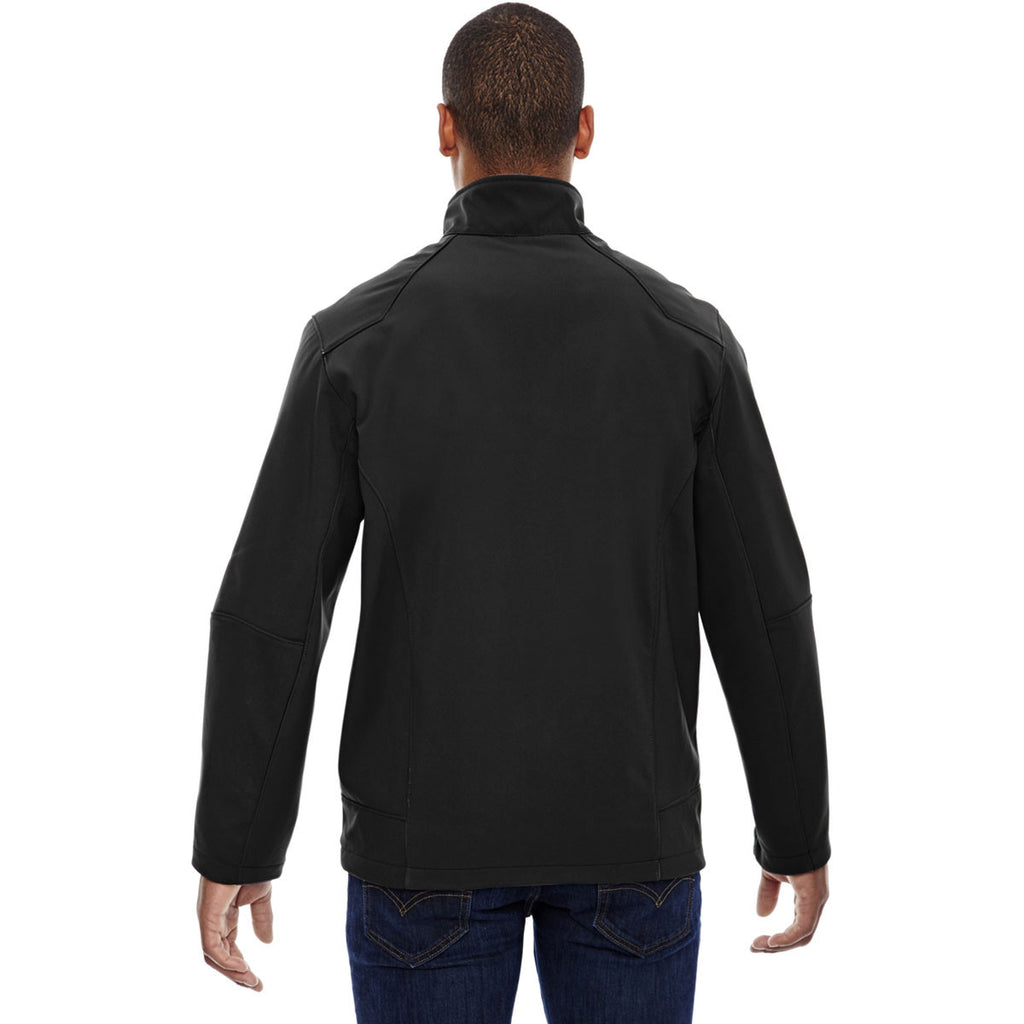 North End Men's Black Compass Colorblock Three-Layer Fleece Bonded Jacket
