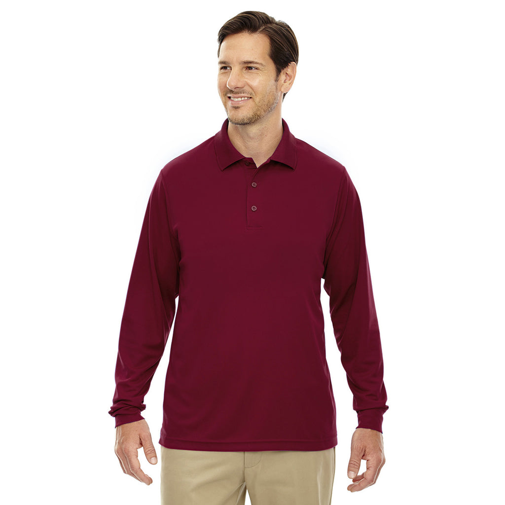 Core 365 Men's Classic Red Pinnacle Performance Long-Sleeve Pique Polo