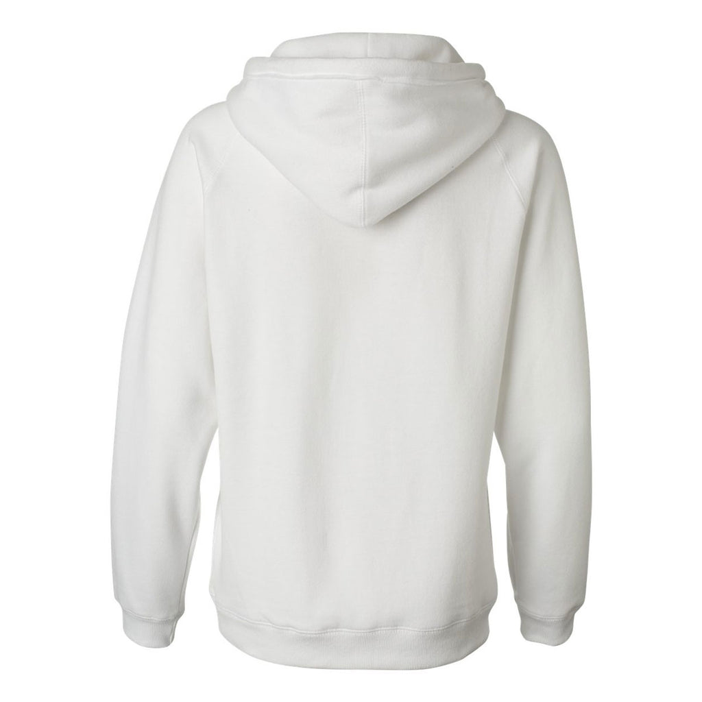 J. America Women's White Sueded V-Neck Hooded Sweatshirt