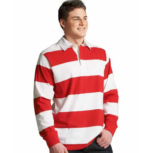 Charles River Men's Red/White Classic Rugby Shirt