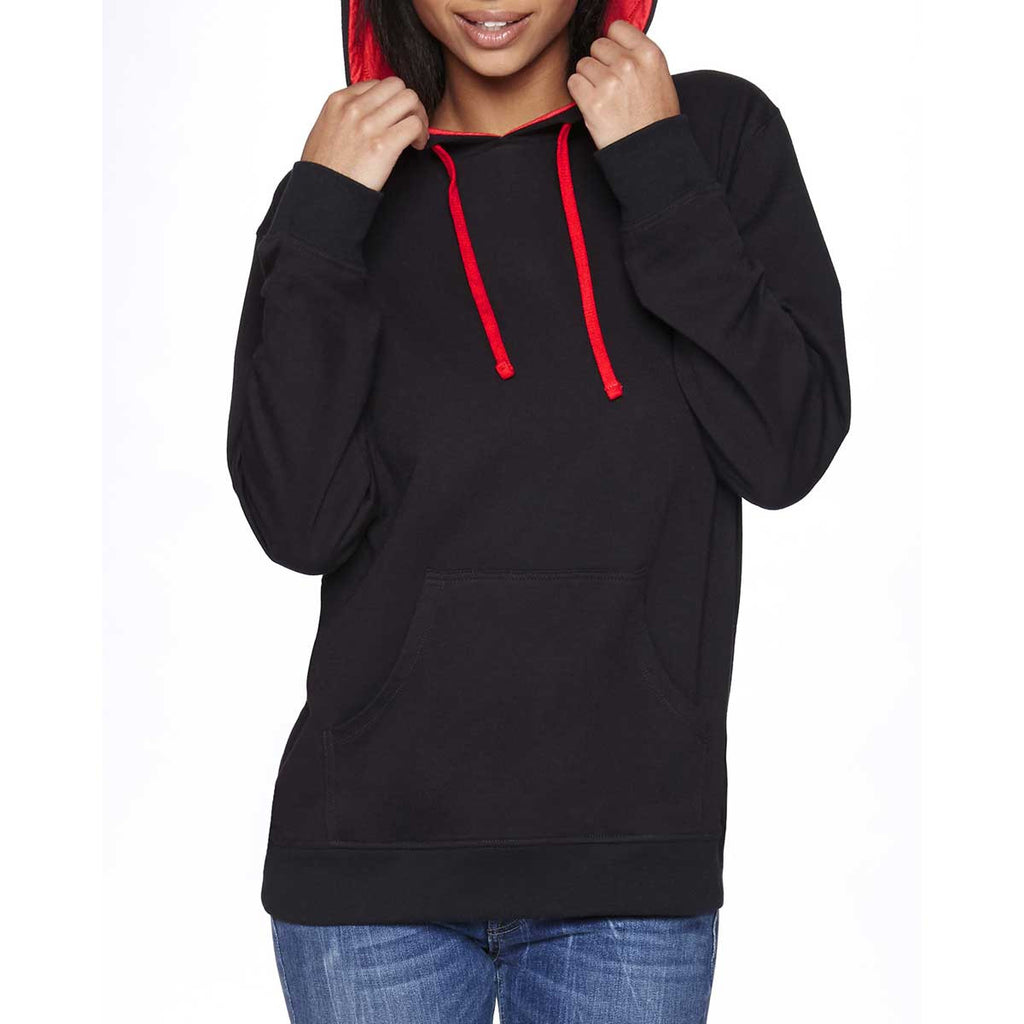 Next Level Unisex Black/Red French Terry Pullover Hoodie