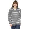 Charles River Women's Grey/White Stripe Crosswind Quarter Zip Print Sweatshirt