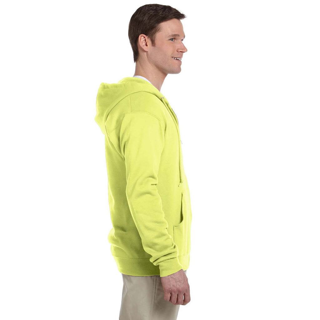 Jerzees Men's Safety Green 8 Oz. Nublend Fleece Full-Zip Hood