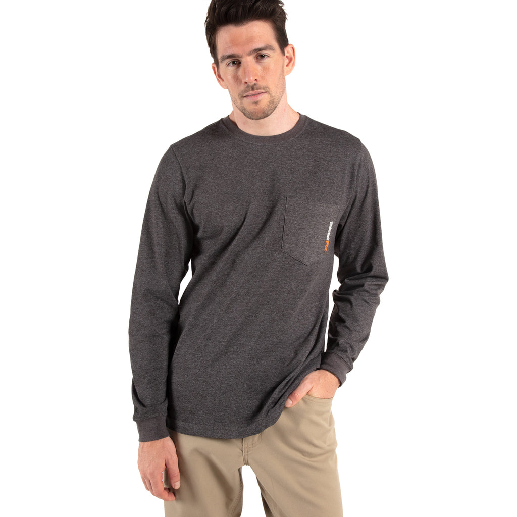 Timberland Men's Dark Charcoal Heather PRO Base Plate Long-Sleeve T-Shirt